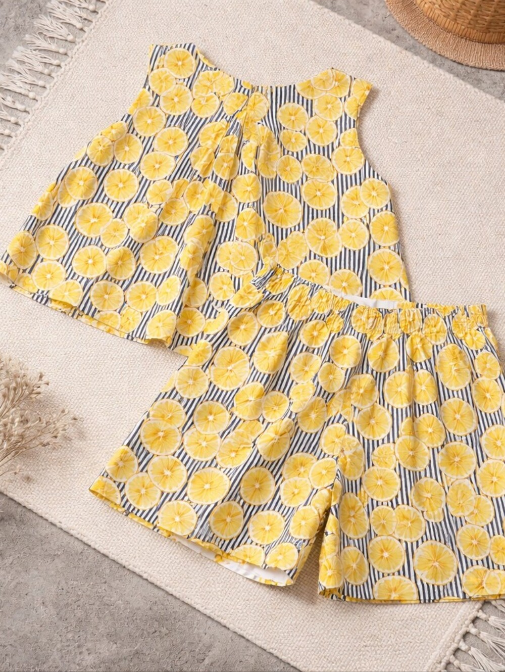 Yellow Lemon Print Two-Piece Tank & Shorts Set - Picture 4 of 4